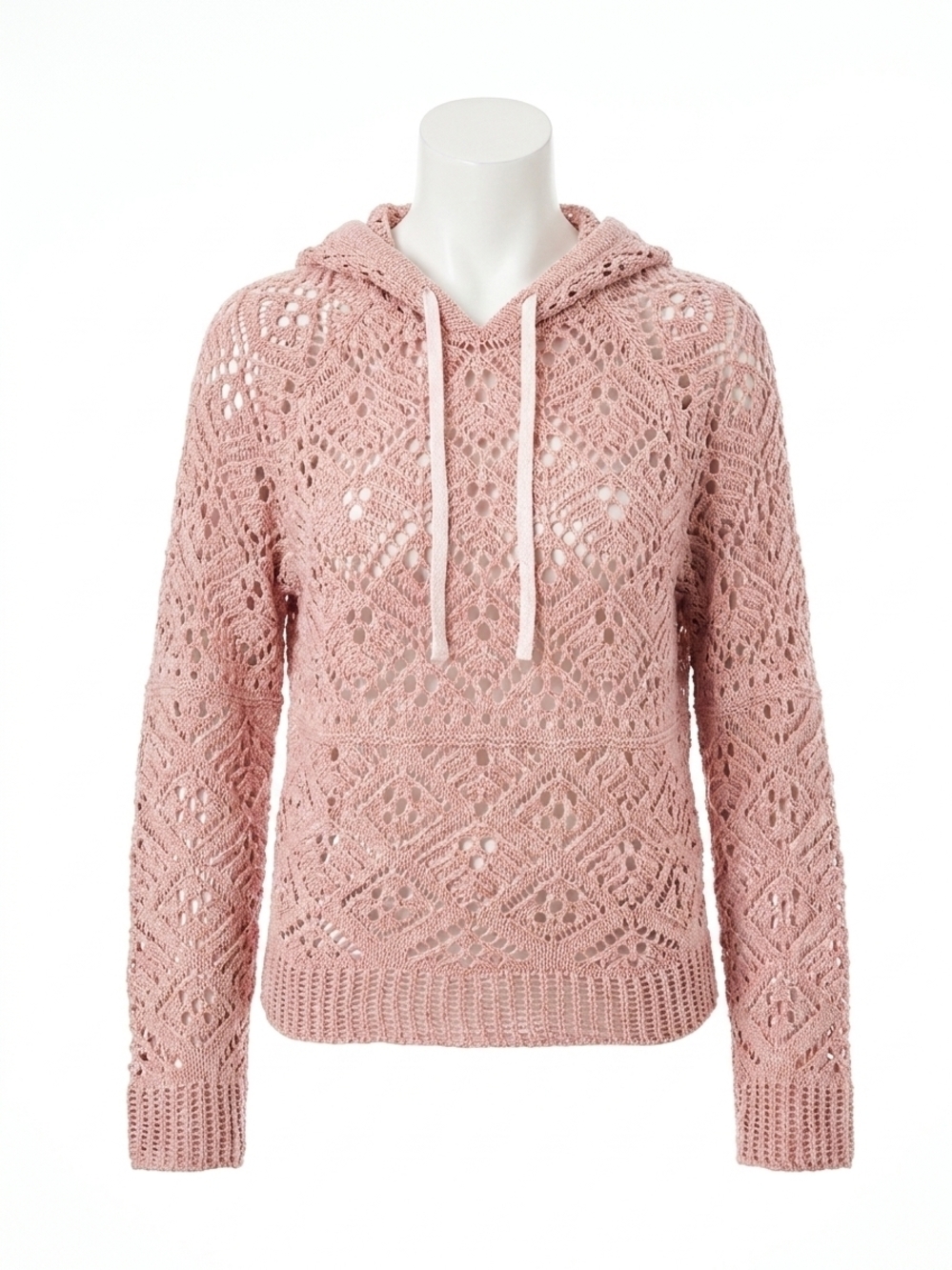 NEW CHARLIE B crochet hoodie sweater in carnation